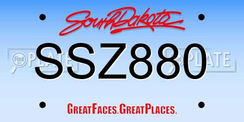 SSZ880 South Dakota License Plate