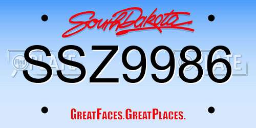 SSZ9986 South Dakota License Plate