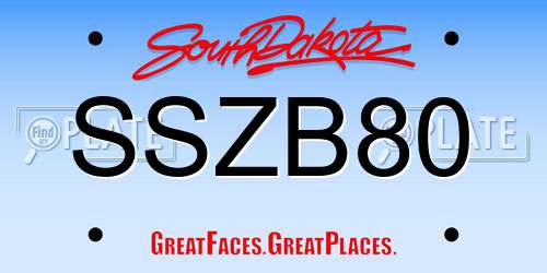 SSZB80 South Dakota License Plate