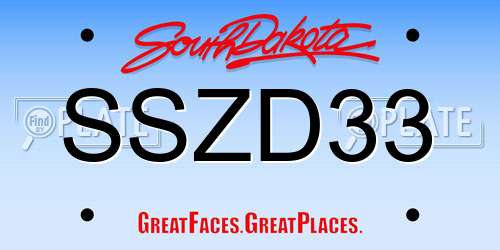 SSZD33 South Dakota License Plate