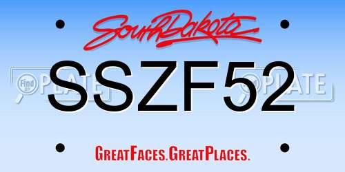 SSZF52 South Dakota License Plate