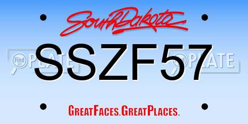 SSZF57 South Dakota License Plate