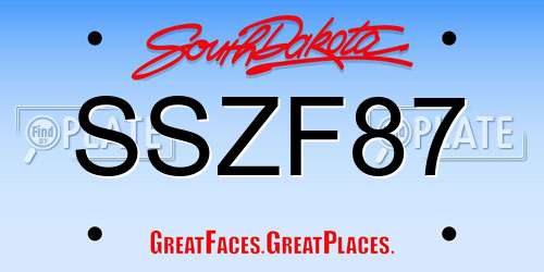 SSZF87 South Dakota License Plate
