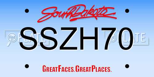 SSZH70 South Dakota License Plate