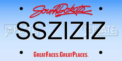 SSZIZIZ South Dakota License Plate