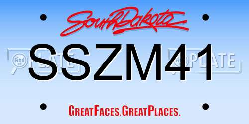 SSZM41 South Dakota License Plate