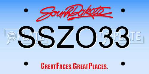 SSZO33 South Dakota License Plate