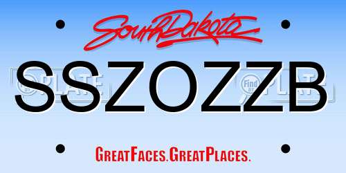 SSZOZZB South Dakota License Plate