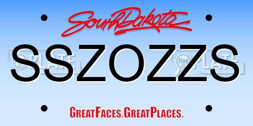 SSZOZZS South Dakota License Plate