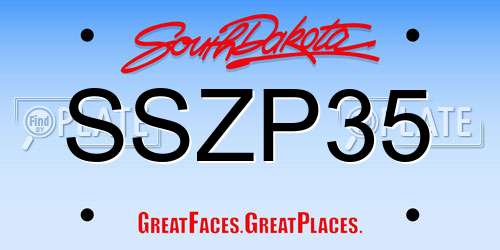 SSZP35 South Dakota License Plate