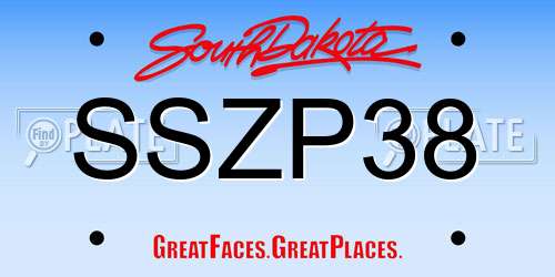 SSZP38 South Dakota License Plate
