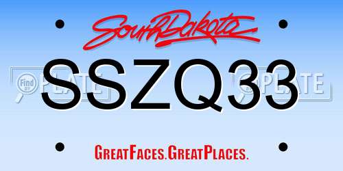 SSZQ33 South Dakota License Plate
