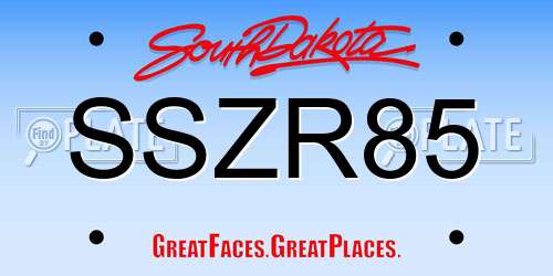 SSZR85 South Dakota License Plate