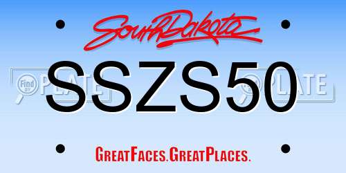 SSZS50 South Dakota License Plate