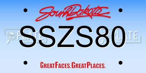 SSZS80 South Dakota License Plate