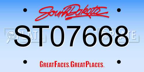 ST07668 South Dakota License Plate