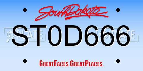 ST0D666 South Dakota License Plate