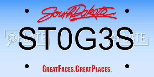 ST0G3S South Dakota License Plate
