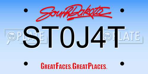 ST0J4T South Dakota License Plate