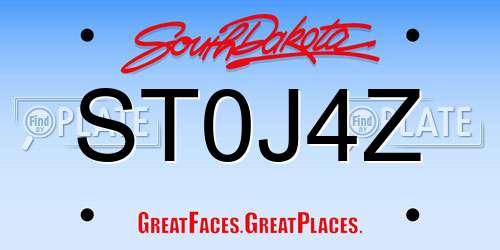 ST0J4Z South Dakota License Plate