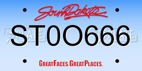 ST0O666 South Dakota License Plate