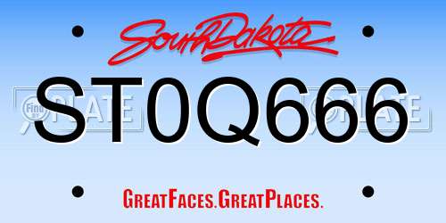 ST0Q666 South Dakota License Plate