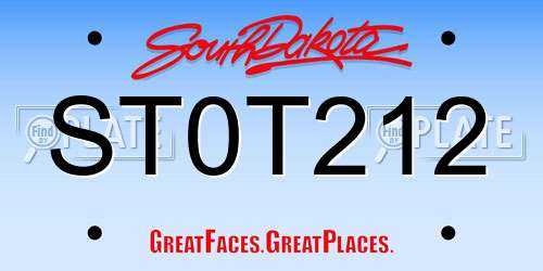 ST0T212 South Dakota License Plate