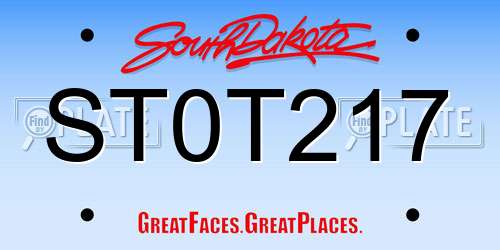 ST0T217 South Dakota License Plate