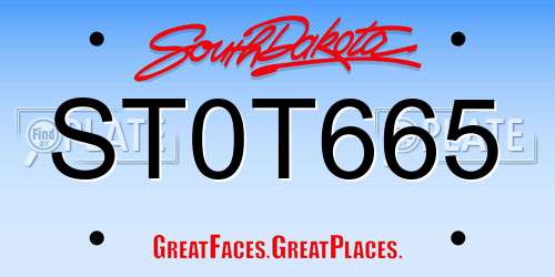 ST0T665 South Dakota License Plate