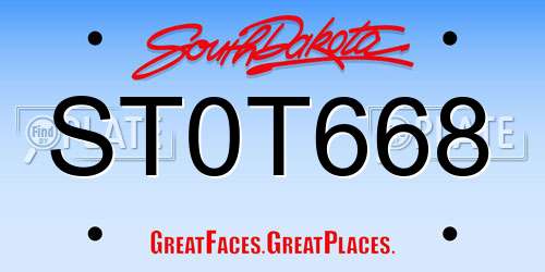 ST0T668 South Dakota License Plate