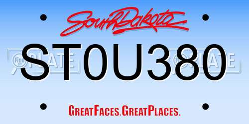 ST0U380 South Dakota License Plate