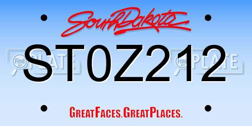 ST0Z212 South Dakota License Plate
