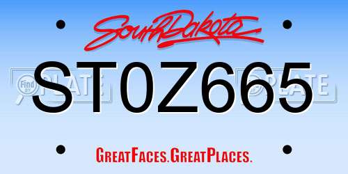 ST0Z665 South Dakota License Plate