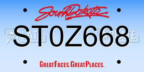 ST0Z668 South Dakota License Plate