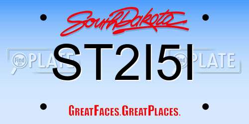 ST2I5I South Dakota License Plate