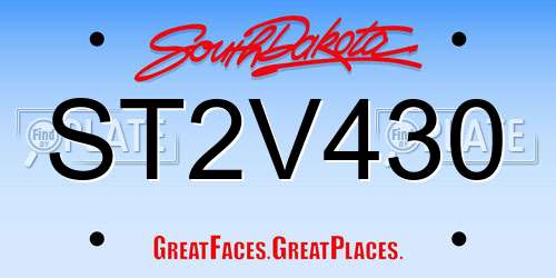 ST2V430 South Dakota License Plate