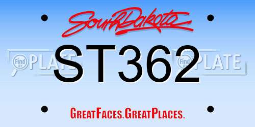 ST362 South Dakota License Plate