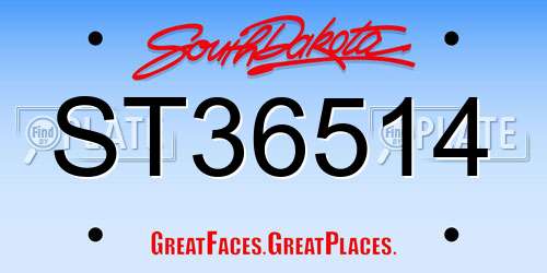 ST36514 South Dakota License Plate