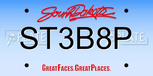 ST3B8P South Dakota License Plate