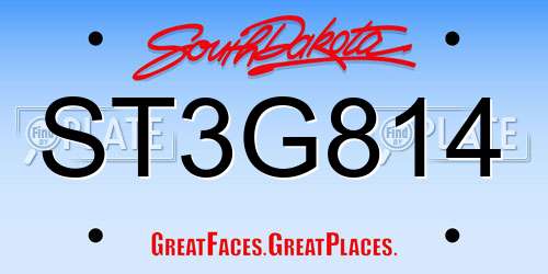 ST3G814 South Dakota License Plate