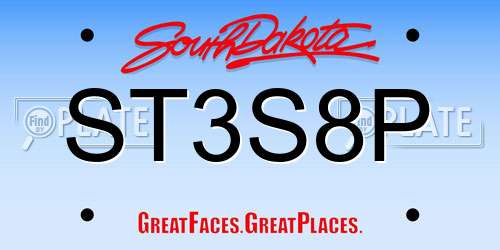 ST3S8P South Dakota License Plate
