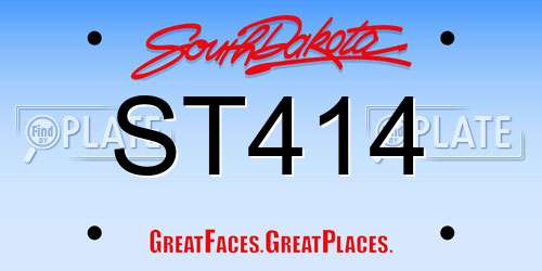 ST414 South Dakota License Plate