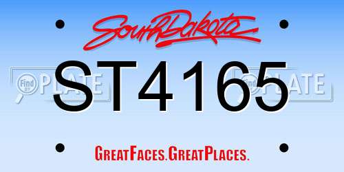 ST4165 South Dakota License Plate