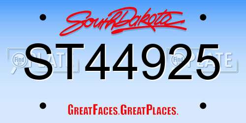 ST44925 South Dakota License Plate