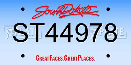 ST44978 South Dakota License Plate