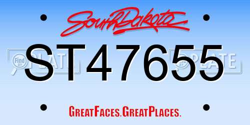 ST47655 South Dakota License Plate