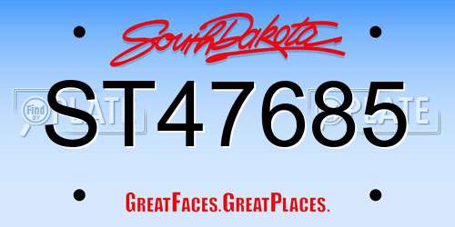 ST47685 South Dakota License Plate
