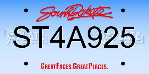 ST4A925 South Dakota License Plate