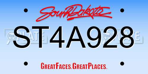 ST4A928 South Dakota License Plate