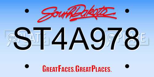 ST4A978 South Dakota License Plate